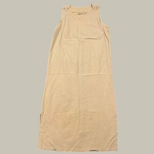 Sag Harbor Sport Maxi Dress Women L Jumper Tan Cotton Shoulder Button Shift Boho